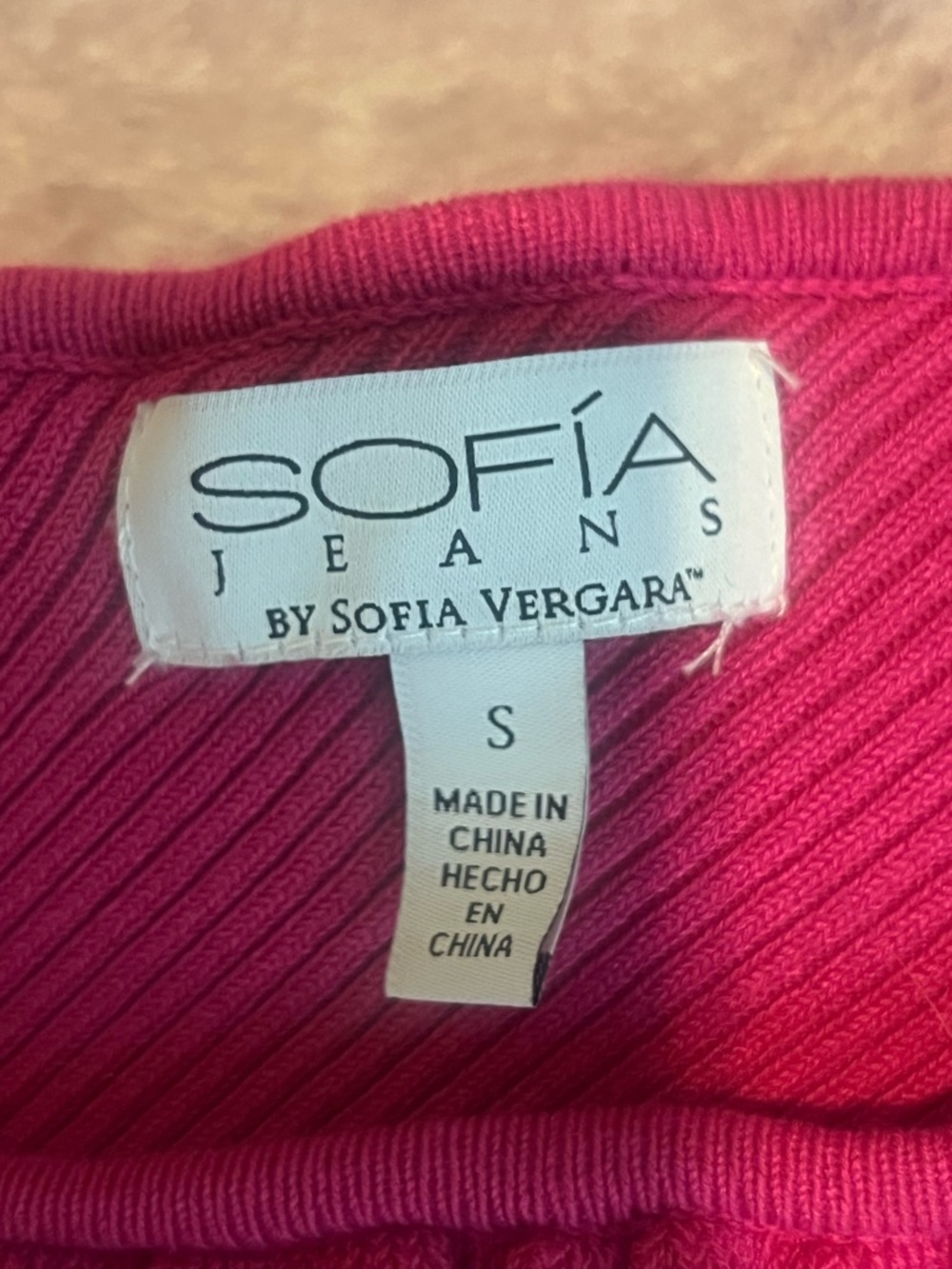 Sofía Jeans One Shoulder Ruffle Top Magenta Ribbed Stretch Size S - Picture 8 of 11